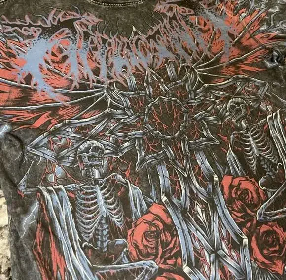 Affliction Infernal Savagery Skeleton and Roses Graphic T-Shirt - Picture 2 of 4